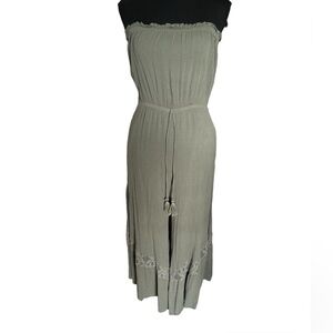 Illa Illa Olive Green Strapless Jumpsuit, size medium